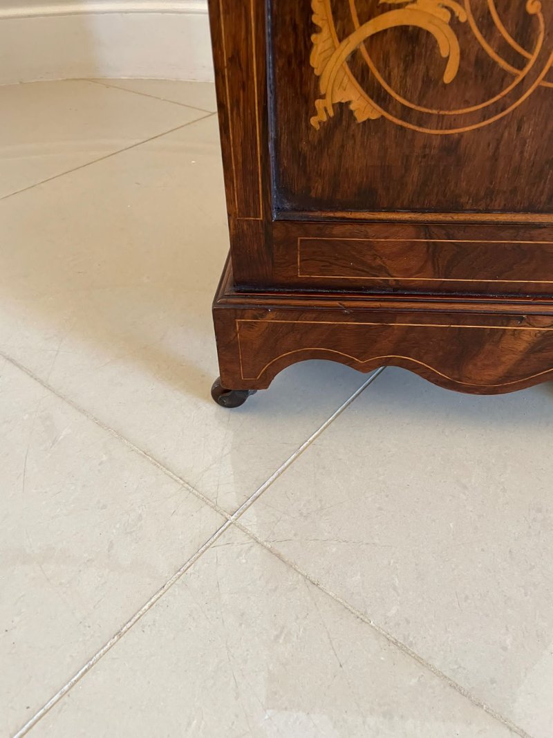 Antique Edwardian Freestanding Quality Rosewood Inlaid Coal Cabinet - Image 7